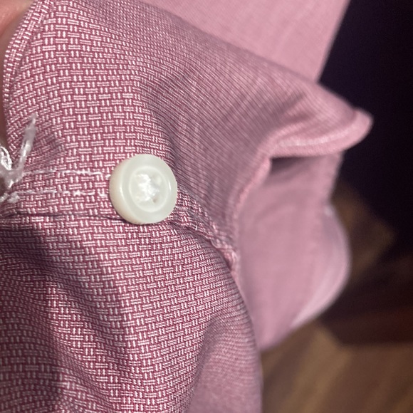 J Crew Thompson large 16/16 1/2 80s two ply cotton burgundy/white dress shirt. - Picture 5 of 5